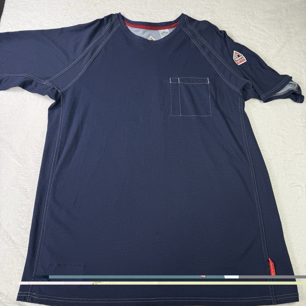 Bulwark FR 2112 Shirt Mens XL Navy Flame Resistant Workwear Pocket IQ Series